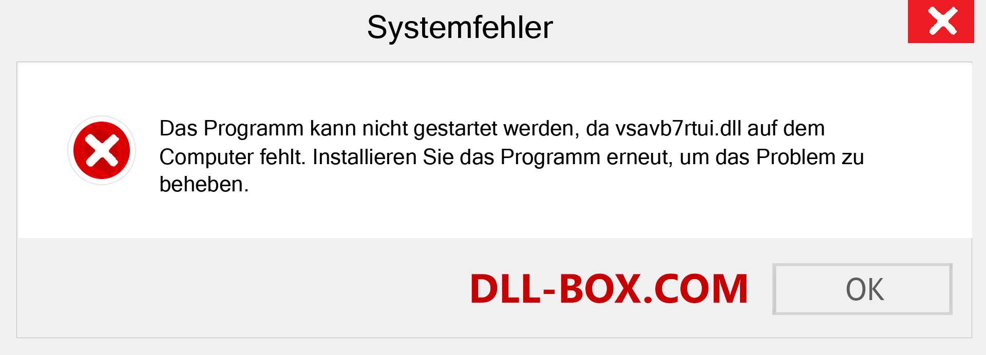 vsavb7rtui.dll-Datei fehlt?. Download für Windows 7, 8, 10 - Fix vsavb7rtui dll Missing Error unter Windows, Fotos, Bildern