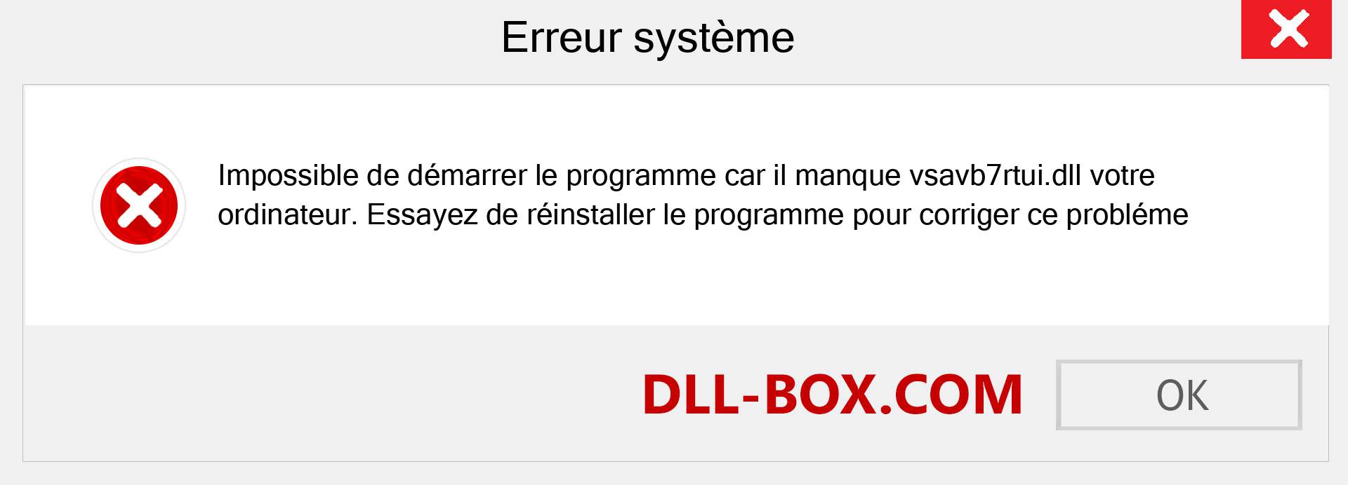 Le fichier vsavb7rtui.dll est manquant ?. Télécharger pour Windows 7, 8, 10 - Correction de l'erreur manquante vsavb7rtui dll sur Windows, photos, images